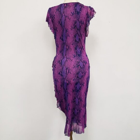 Diane Von Furstenberg Womens Silk Animal Snake Print Y2K Dress Size S Midi Event - Picture 2 of 8